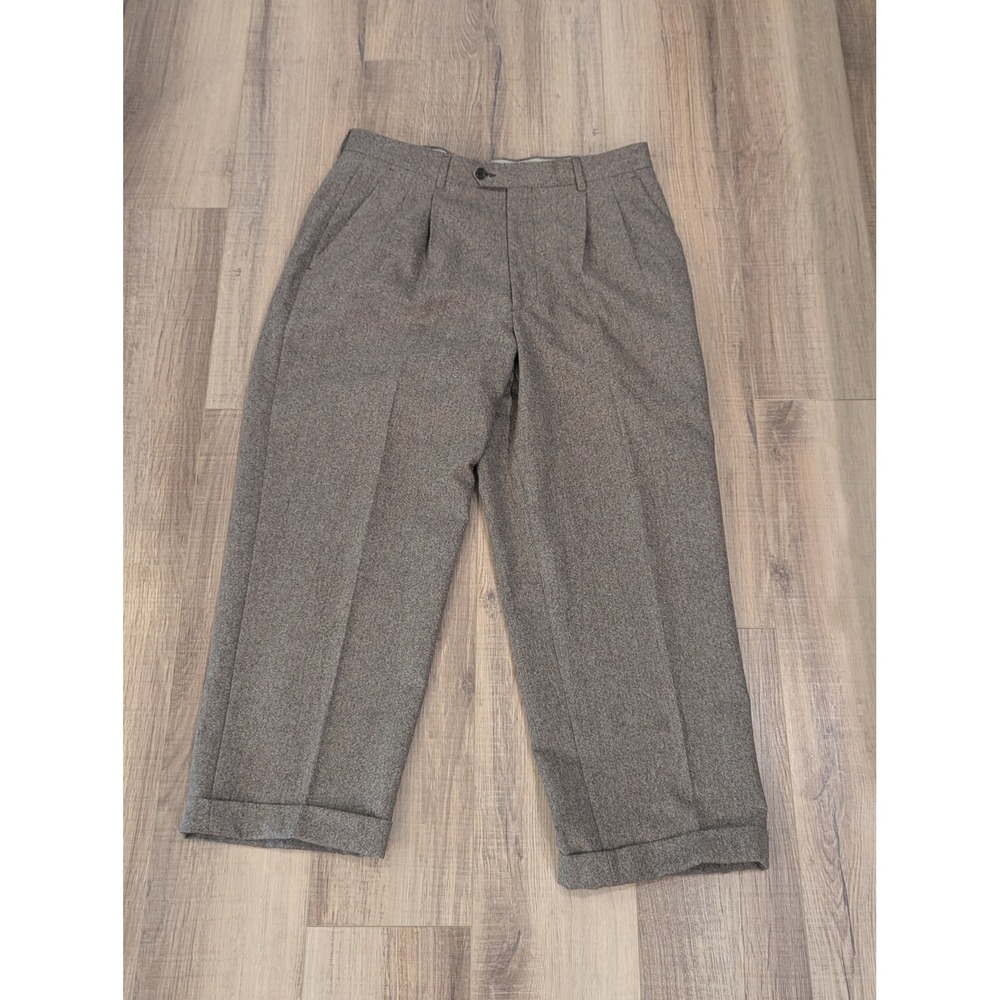 Lanificio Campore Made in Italy Wool Cashmere Pleated Dress Pants Mens 36 Brown